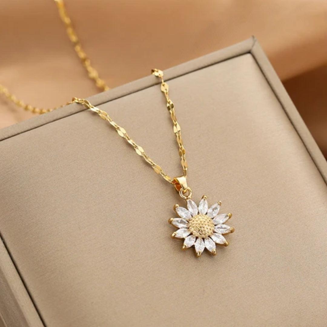 Collier Tournesol en Cristal et Or