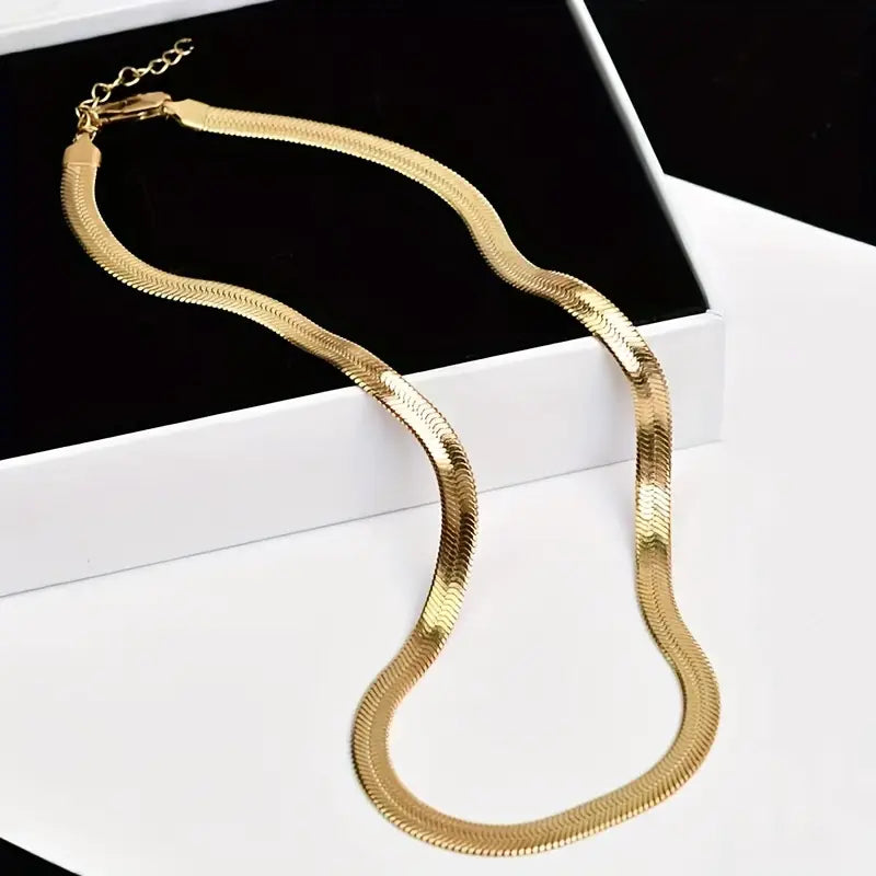 Collier chaîne cubaine biseautée 5 mm en acier inoxydable