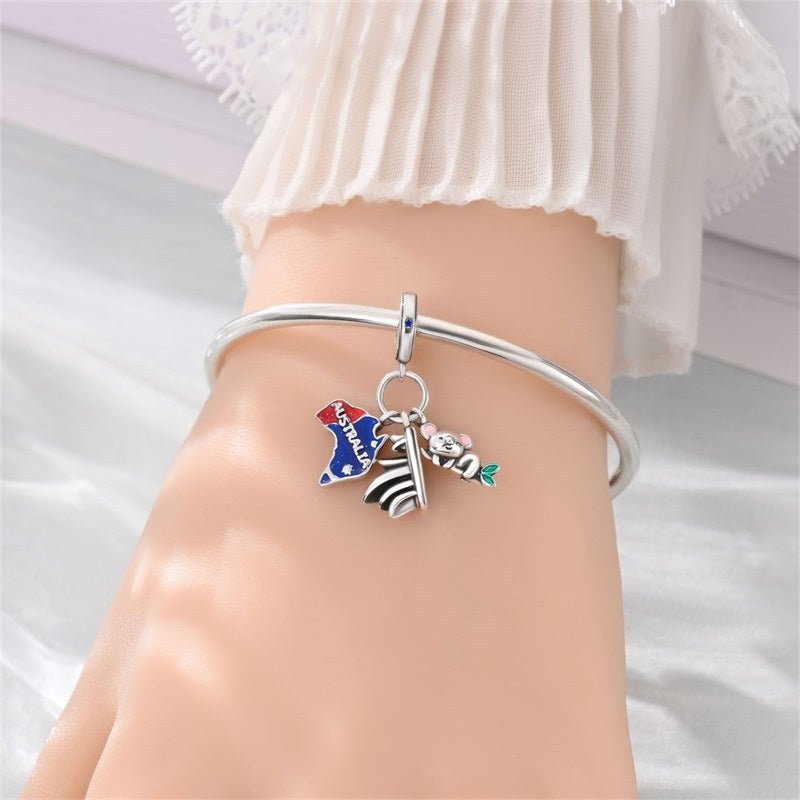 Charm Pendant Australie Carte, Koala et Opéra de Sydney