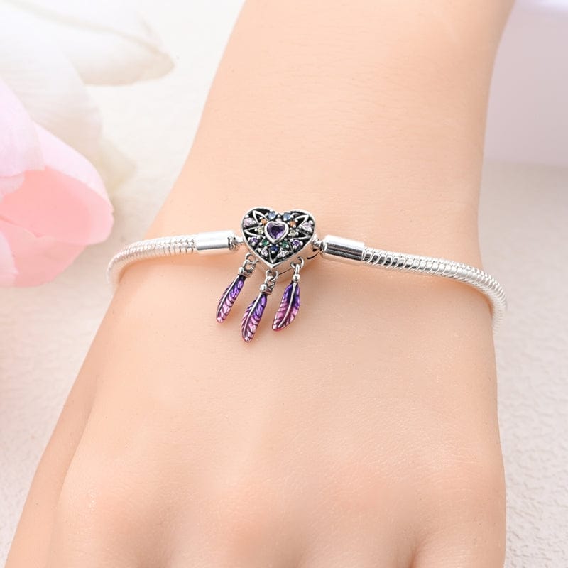Bracelet à Charms Attrape-Rêves Cœur Arc-en-Ciel