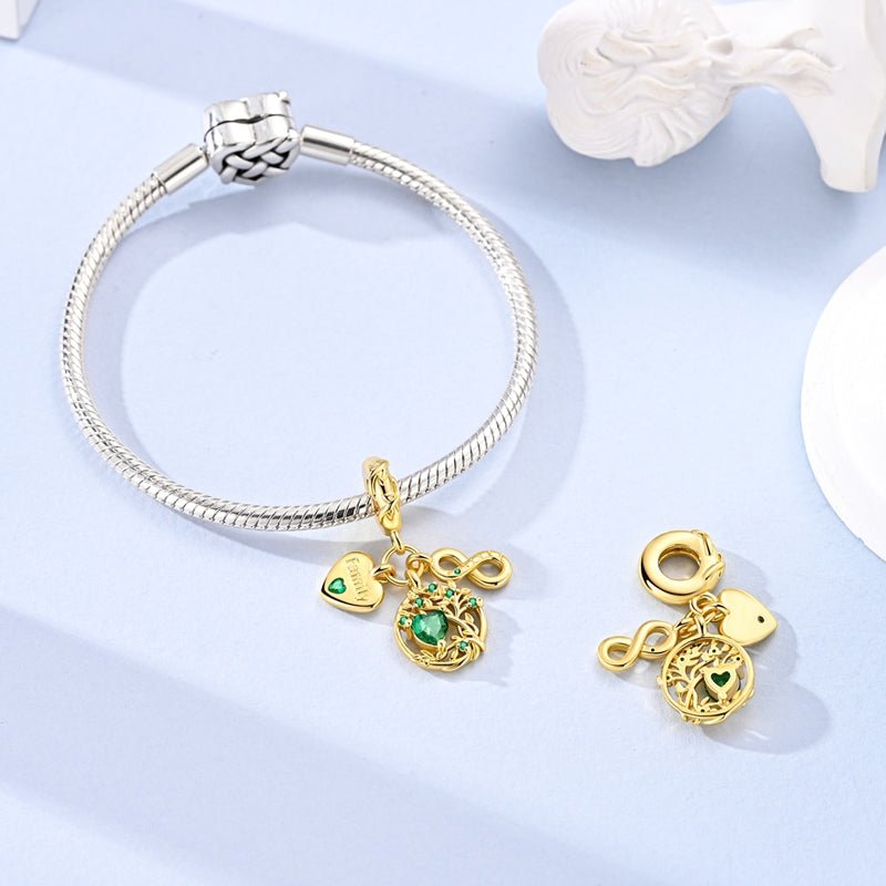 Charm Pendant Doré Arbre de Vie Family et Forever
