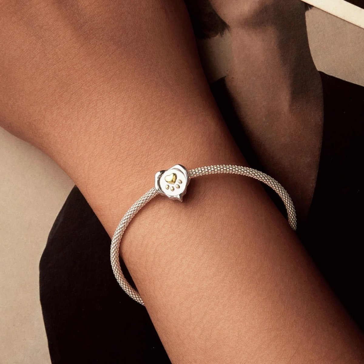 Charm Cœur Doré Empreinte de Patte