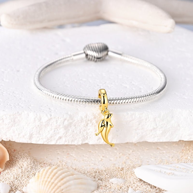 Charm Pendant Doré Otarie Maman et Bébé