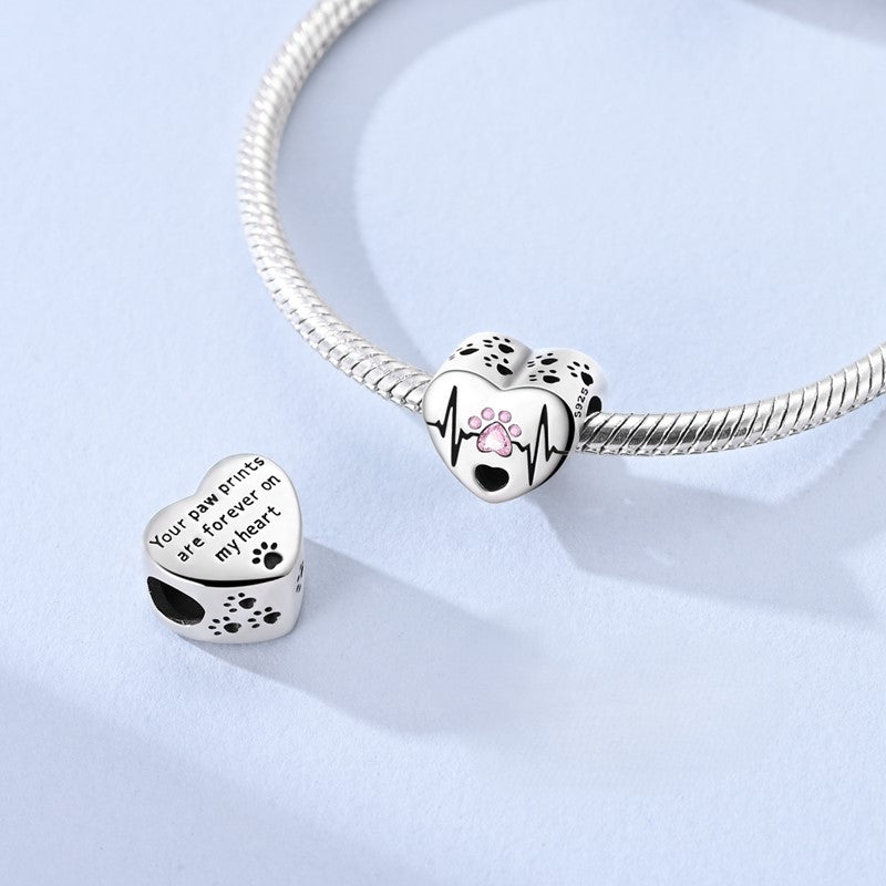 Charm Cœur Battement et Empreinte de Patte