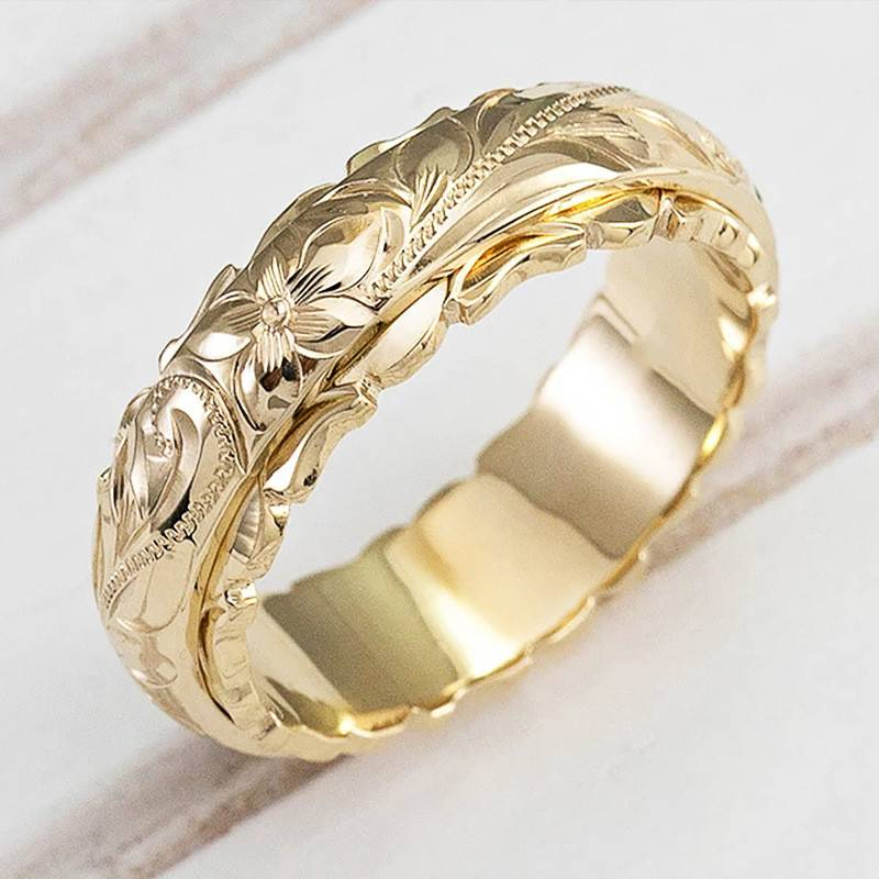 Bague Vintage en Or au Motif Naturel