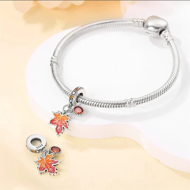 Charm Double Pendant Feuille d'Érable