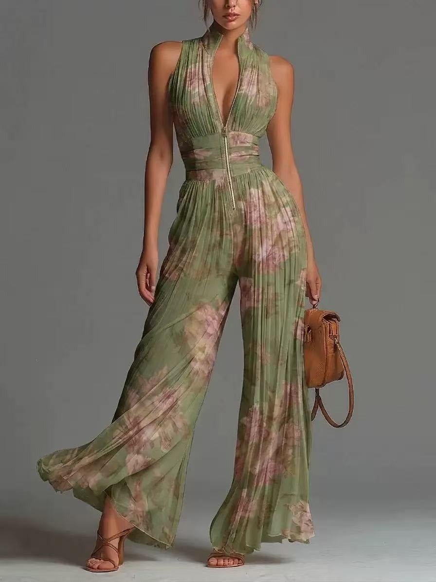 Lara • Plisseret jumpsuit med lynlås