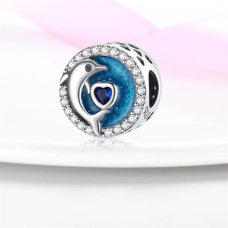 Charm Cercle Dauphin et Cœur Océan