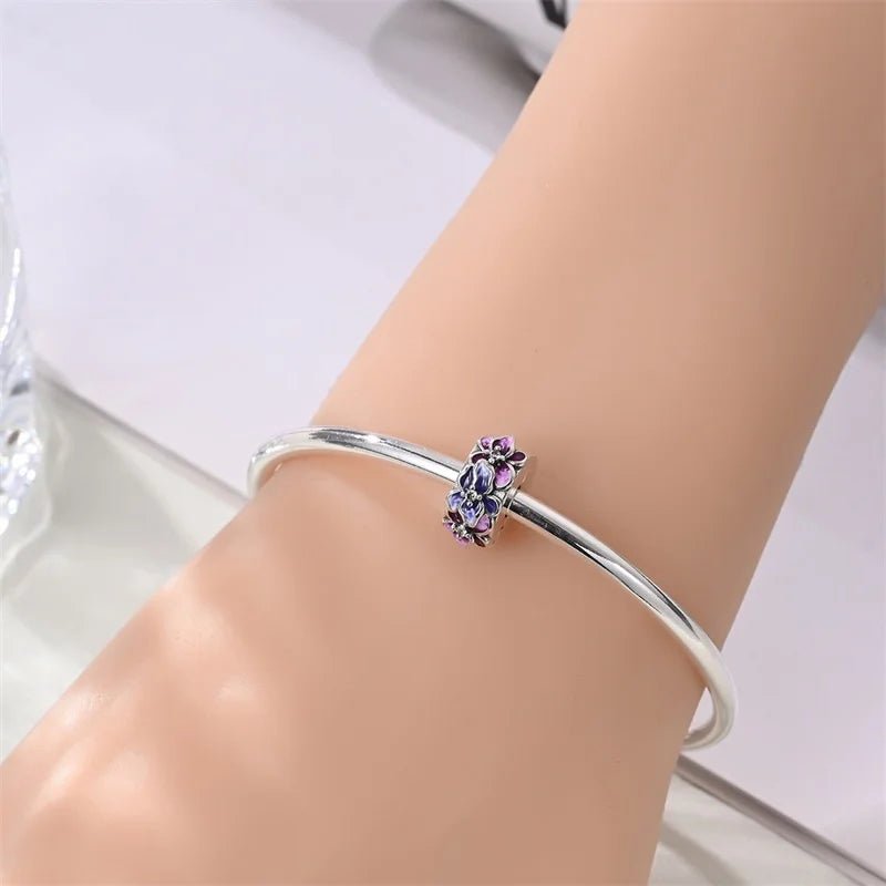 Charm Clip Floral Fleurs Roses et Bleues