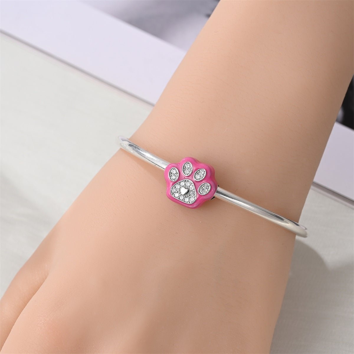 Charm Empreinte de Patte Rose Scintillante