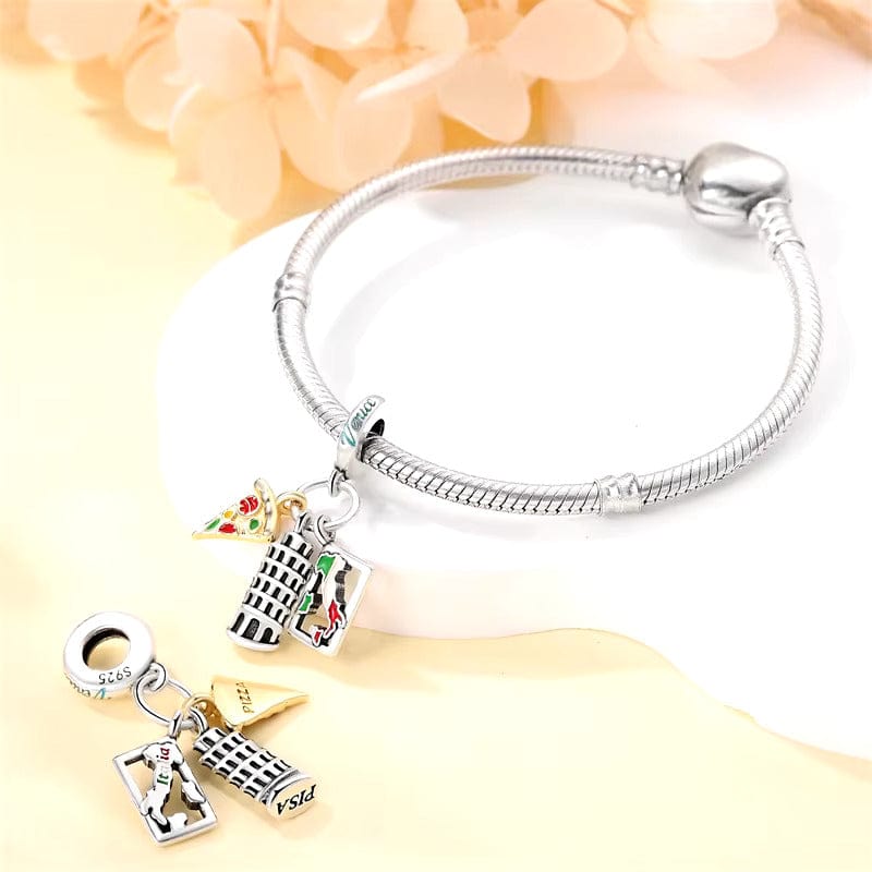 Charm Pendant Phosphorescent Tour de Pise, Italie et Pizza