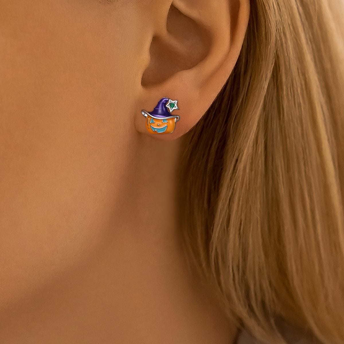 Boucles d'Oreilles Citrouille et Sorcière