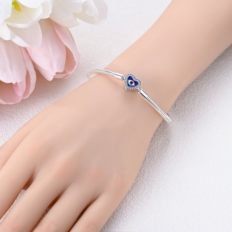 Bracelet à Charms Cœur Violet Œil Protecteur