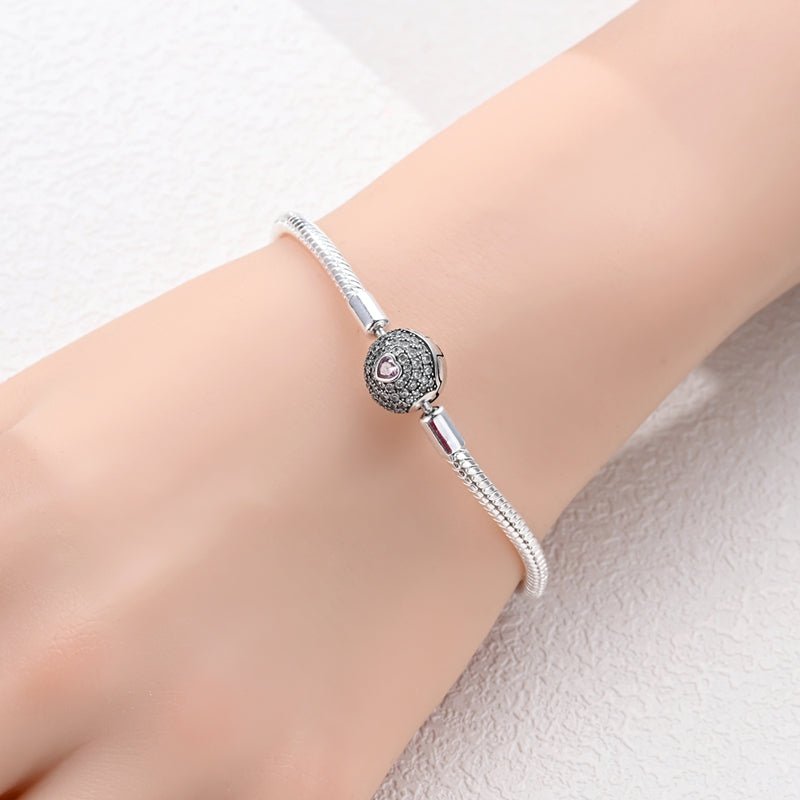 Bracelet à Charms Cœur Rose Scintillant