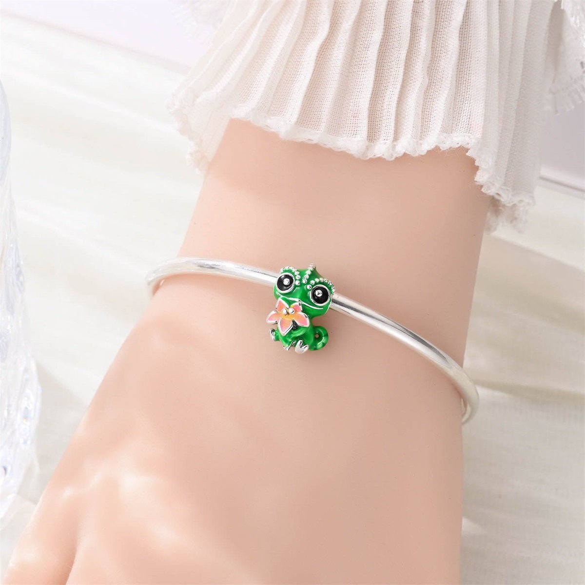 Charm Bébé Caméléon Thermochromique avec Fleur