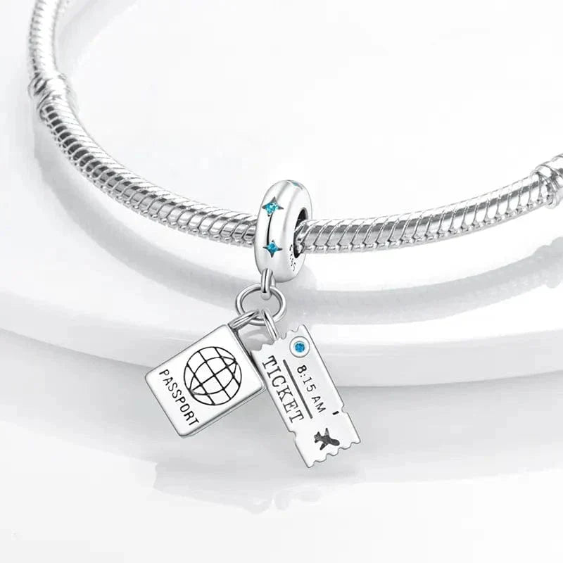 Charm Pendant Voyage Passeport et Billet