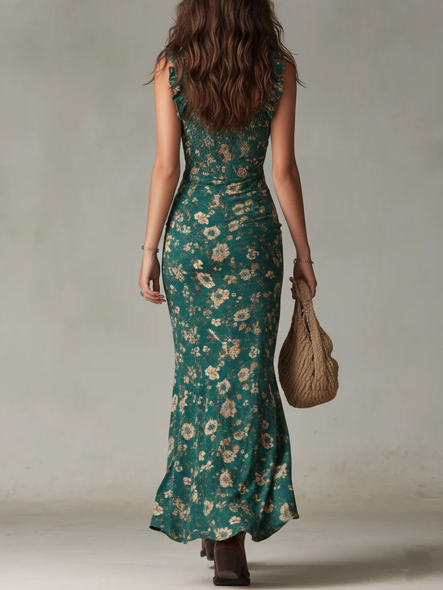 Alma • Boho maxikjole med blomsterprint