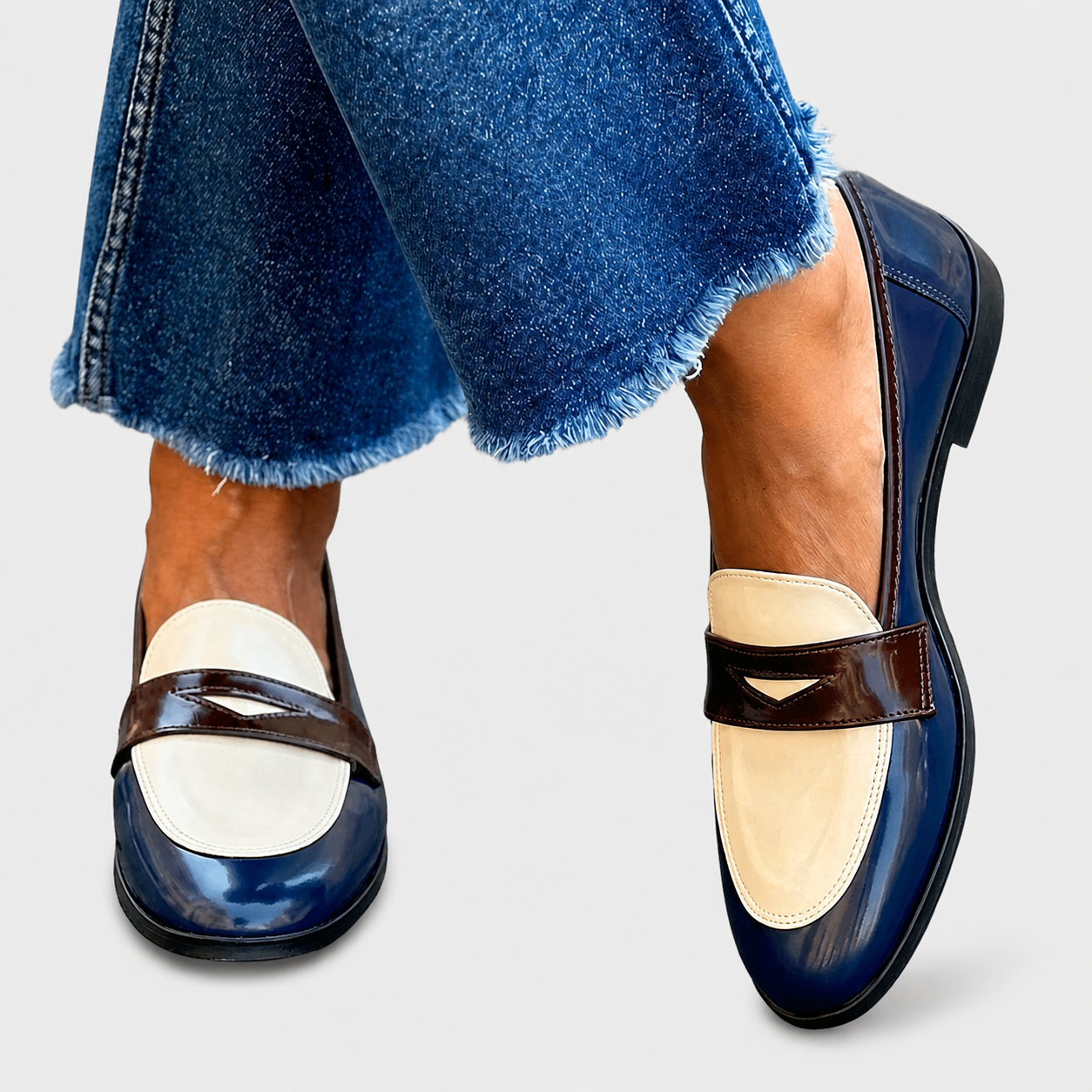 Claudia™ | Loafers med kontrast