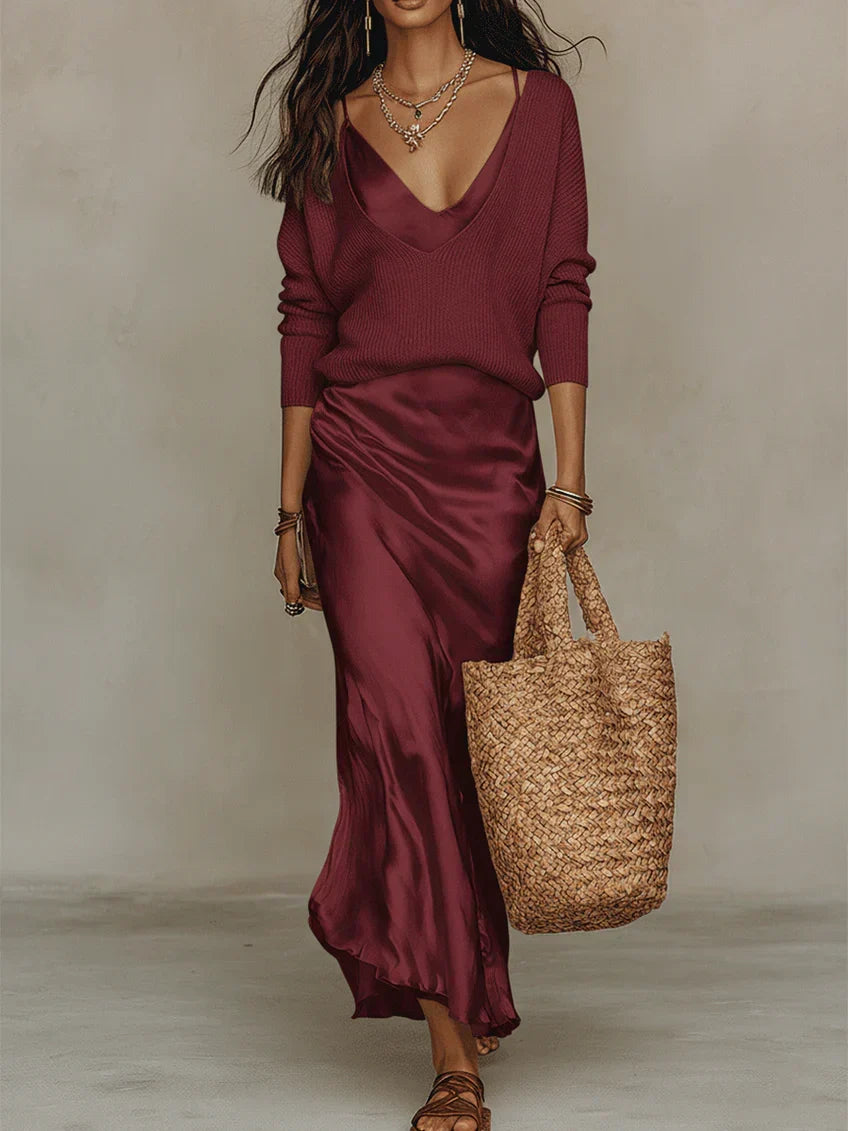 Anaïs – Elegant satin-midikjole