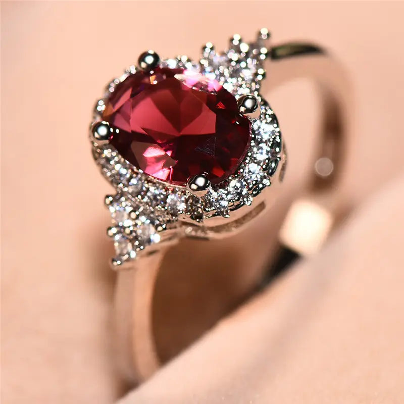 Bague Halo Rubis en argent