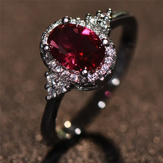 Bague Halo Rubis en argent