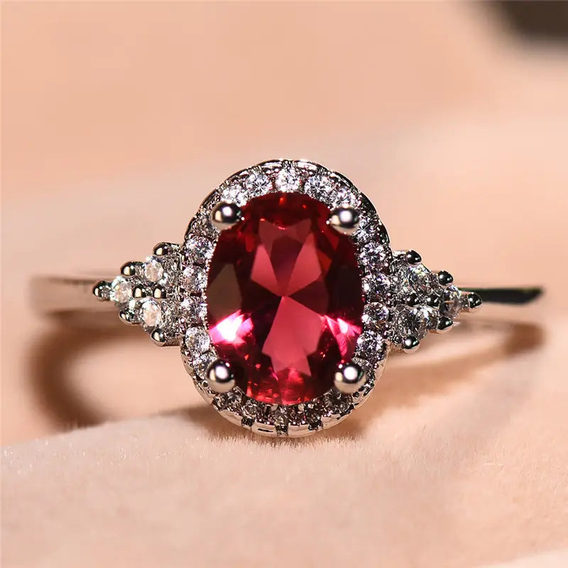Bague Halo Rubis en argent