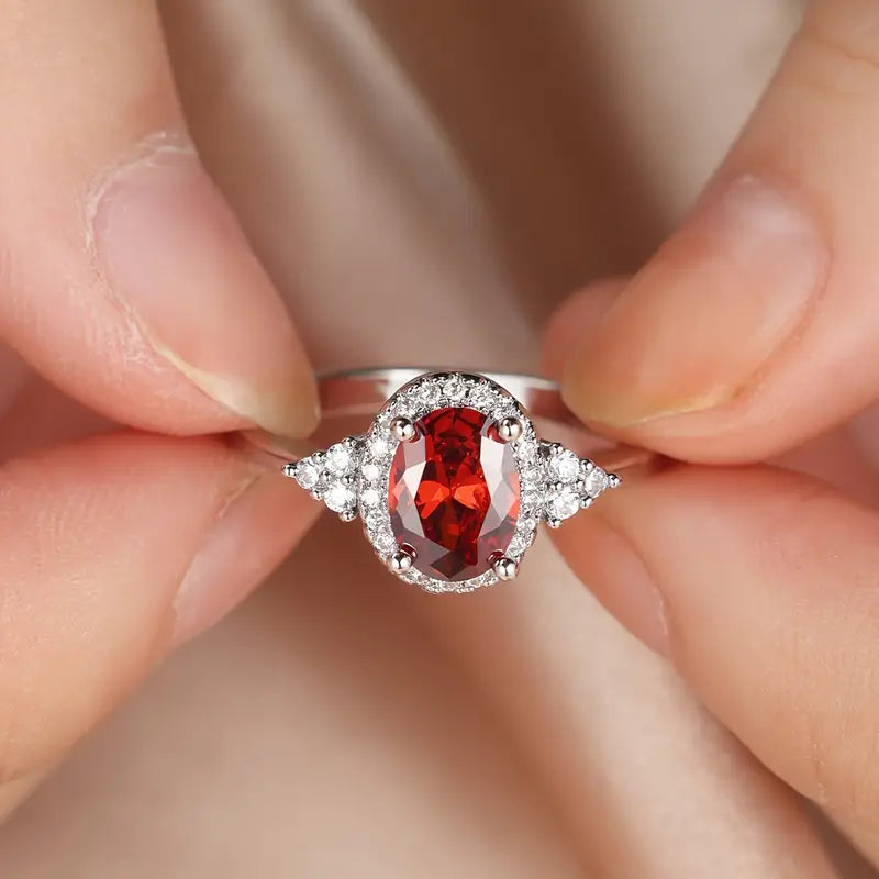 Bague Halo Rubis en argent