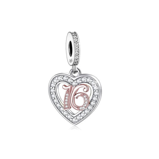 Charm Pendant Cœur Or Rose 16 Ans
