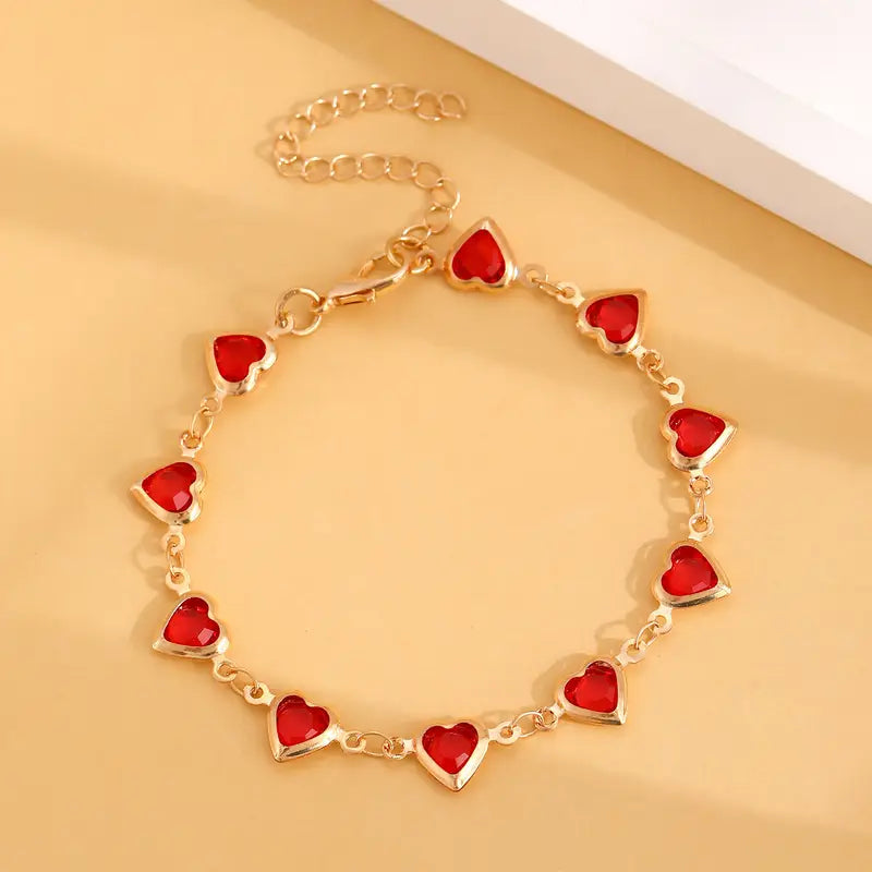 Bracelet chaîne Cœur Rubis en or