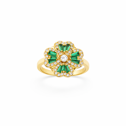 Clover Spinner | Smaragd-ring i guld
