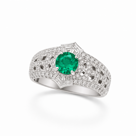 Art Deco Emerald | Ring i hvidguld