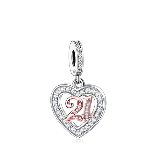 Charm Pendant Cœur Or Rose 21 Ans
