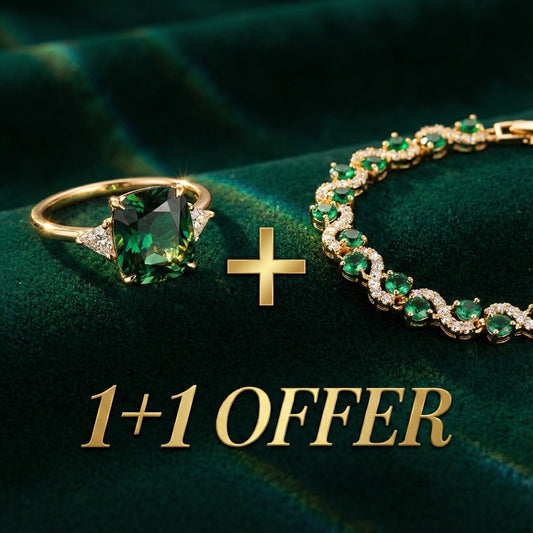 Offre 1+1 : Bracelet Fiora Emmeranthe + Bague Zircone Verte en Or