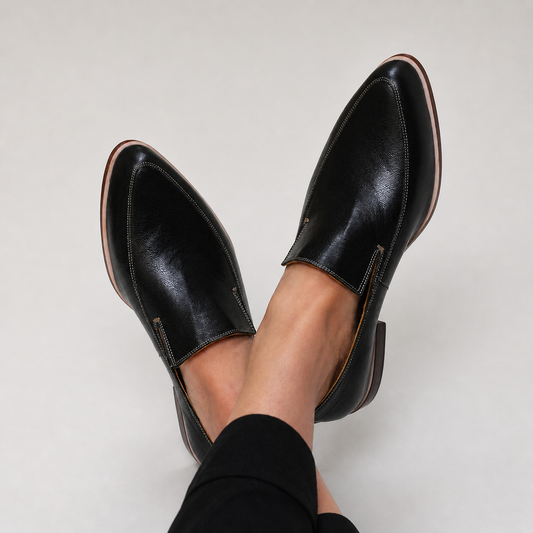 Zofia™ | Loafer i sort patchwork
