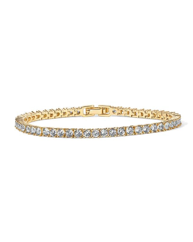 Éclat Doré : Bracelet Tennis en Cristal Éblouissant