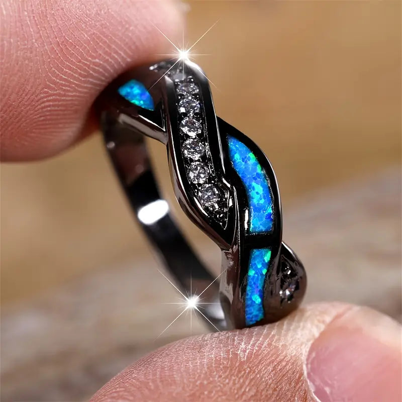 Bague Argent Torsadée Incrustée