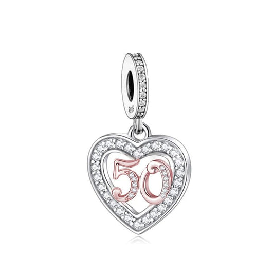 Charm Pendant Cœur Or Rose 50 Ans