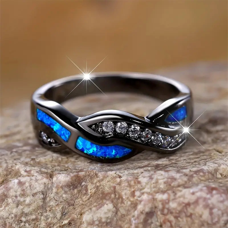 Bague Argent Torsadée Incrustée