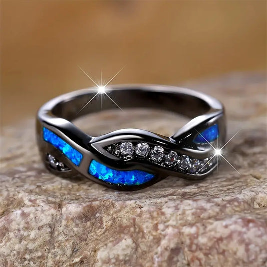 Bague Argent Torsadée Incrustée