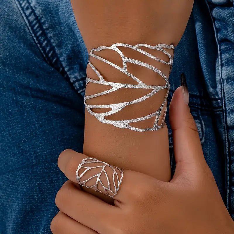 Bracelet vintage motif feuille