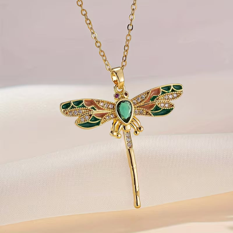 Collier Élégance Libellule Émeraude