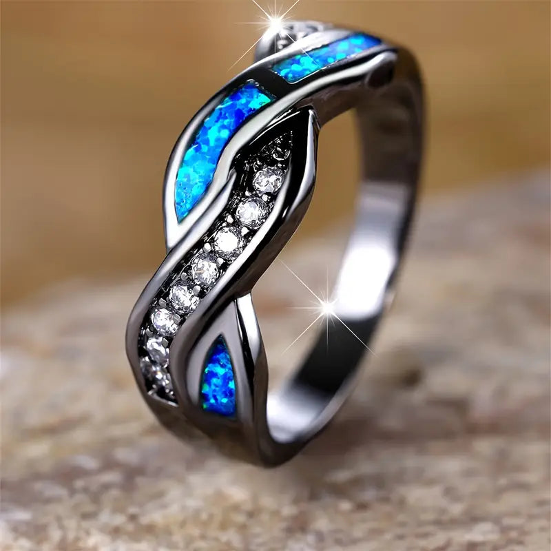 Bague Argent Torsadée Incrustée