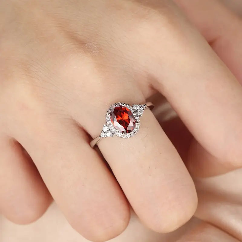 Bague Halo Rubis en argent