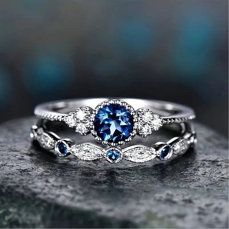 Bague Halo Saphir en Argent