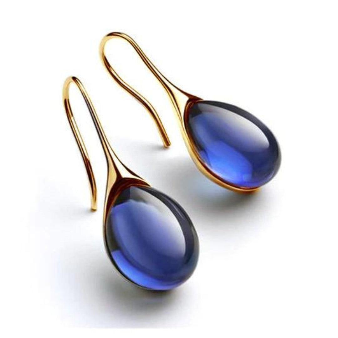 Boucles d'Oreilles Goutte de Cristal en Or et Argent