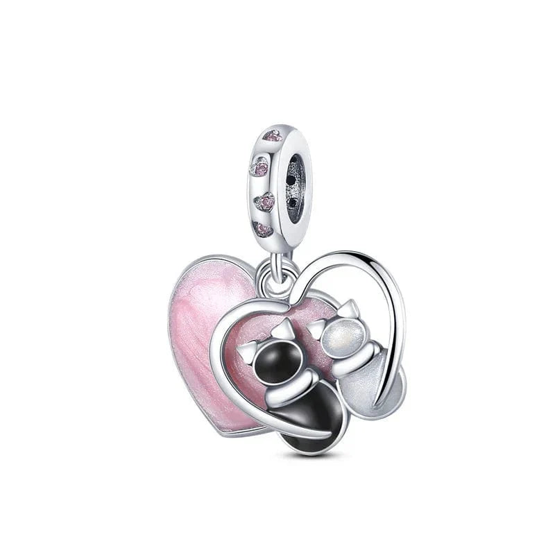 Charm Pendant Chats et Cœurs