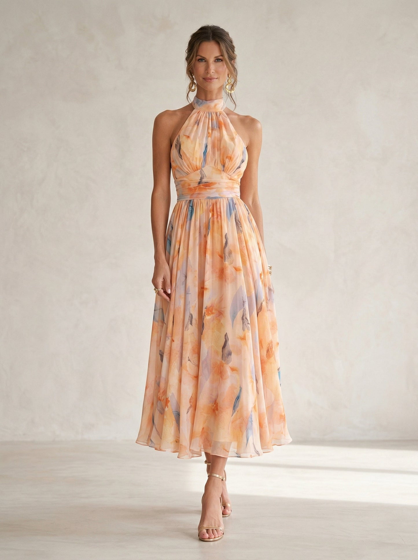 Esther™ | Halterneck-kjole med akvarelprint