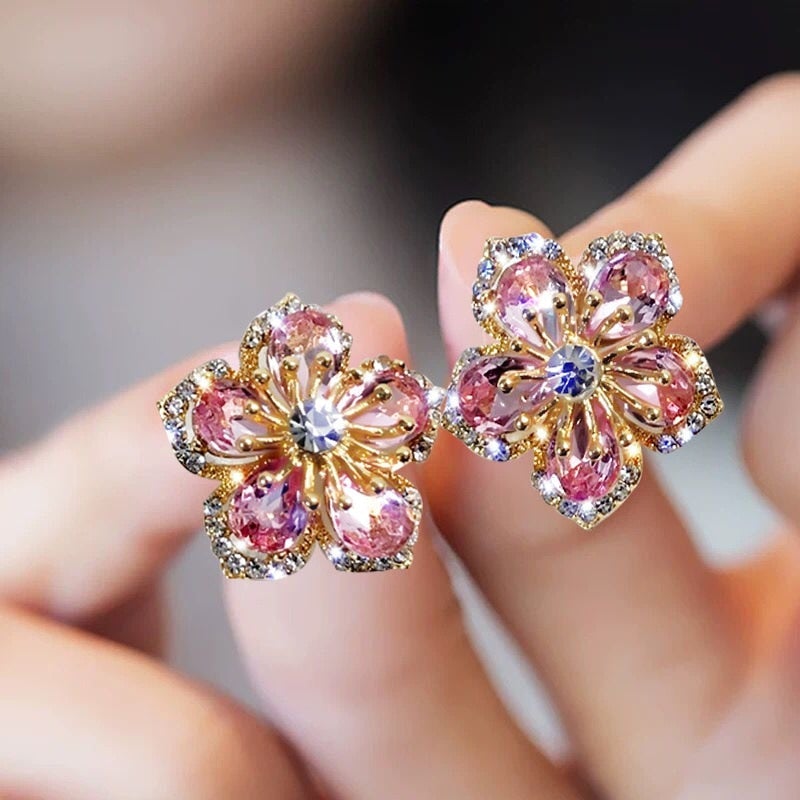 Boucles d'Oreilles Zircons Multicolores en Argent