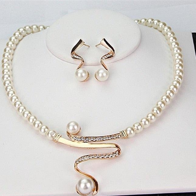 Parure Collier + Boucles d'Oreilles en Perles Naturelles
