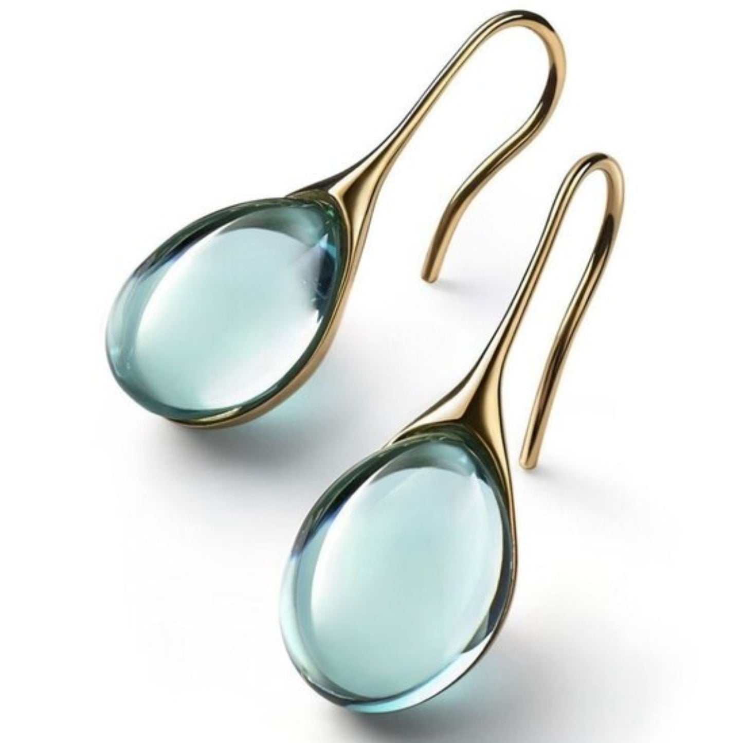 Boucles d'Oreilles Goutte de Cristal en Or et Argent